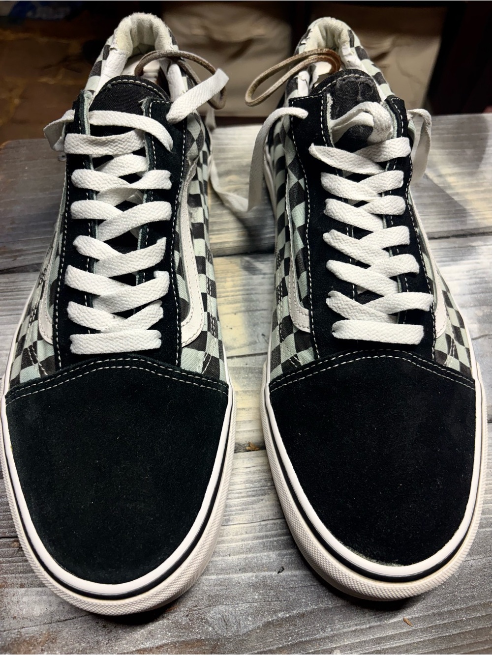 Vans Old Skool black & white checkerboard sneakers size 12